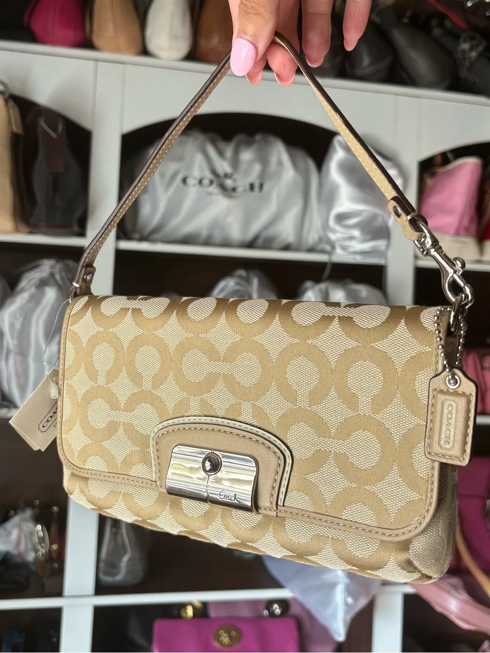 🤎💛Y2K COACH Kristin Op Art Large Wristlet Mini Bag & Wallet